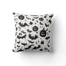 Halloween Zwart Wit Jack O'Lantern Vleermuis Doodl