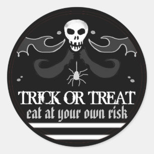 Halloween Zwart & Wit Skull Label Trick or treat