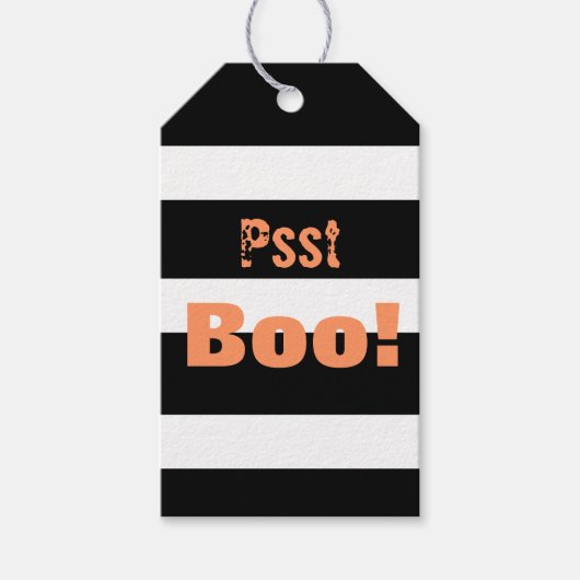 Halloween Zwart Wit Strepen Boo Gift Labels Cadeaulabel (Voorkant)
