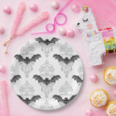 Halloween zwart wit vleermuizen patroon papieren bordje (Feest)