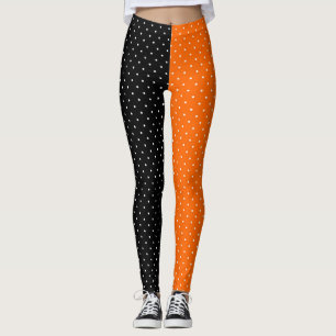 Halloween Zwarte en Oranje Stippen Leggings