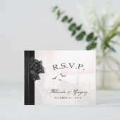 Halloween Zwarte Gotische Bijpassende RSVP Postkaa Uitnodiging Briefkaart (Staand voorkant)