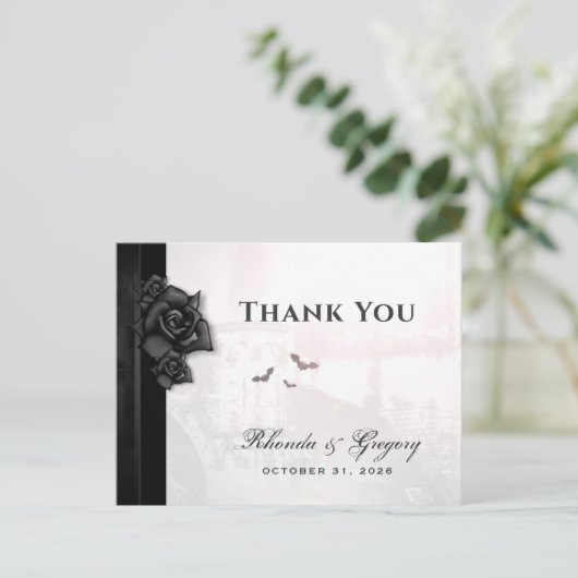 Halloween Zwarte Gotische Matching Bedankt Uitnodiging Briefkaart (Staand voorkant)