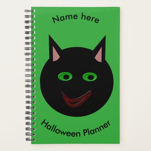 Halloween Zwarte Kat Aangepaste Planner (Voorkant)
