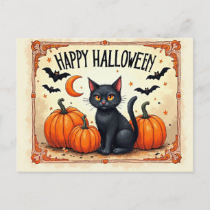 Halloween Zwarte Kat Briefkaart