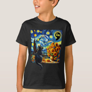 Halloween Zwarte Kat Comma La Sterrennacht Art Kam T-shirt