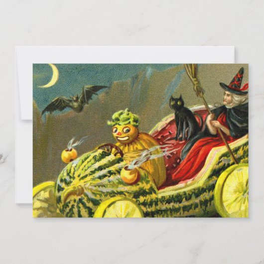  Halloween zwarte kat en heks Feestdagenkaart (Voorkant)