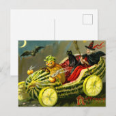  Halloween zwarte kat en heks Feestdagenkaart (Voorkant / Achterkant)