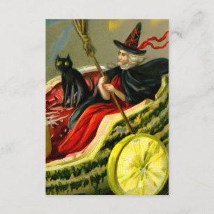  Halloween zwarte kat en heks Informatiekaartje