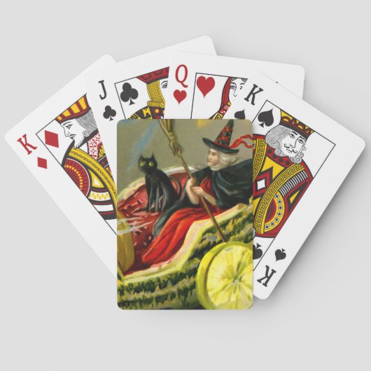  Halloween zwarte kat en heks Pokerkaarten (Achterkant)