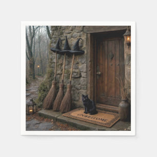 Halloween Zwarte Kat en Heksenbezem Servet