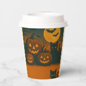 Halloween zwarte kat en pompoen papieren bekers (Achterkant)