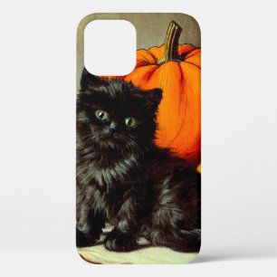 Halloween zwarte kat en pompoenen iPhone 12 Hoesje