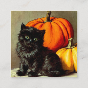  Halloween zwarte kat en pompoenen Informatiekaartje
