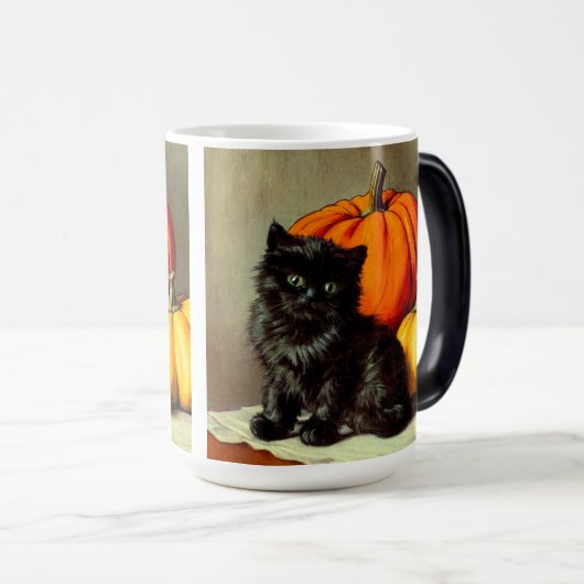 Halloween zwarte kat en pompoenen Magische Mok (Voorkant rechts)