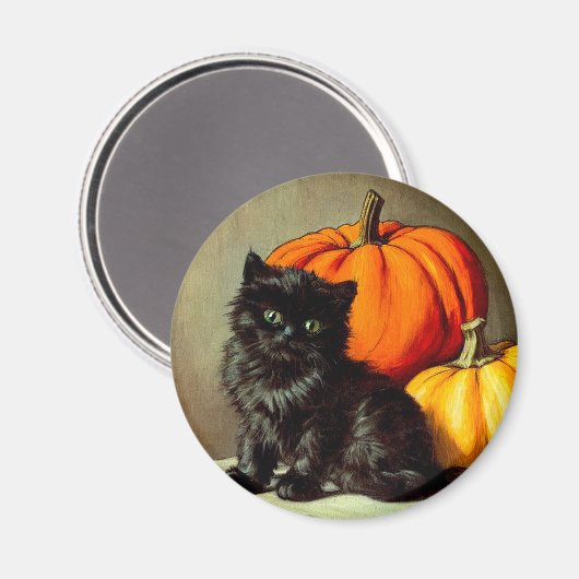 Halloween zwarte kat en pompoenen Magneet (Voorkant / Achterkant)