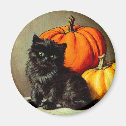 Halloween zwarte kat en pompoenen Magneet (Voorkant)
