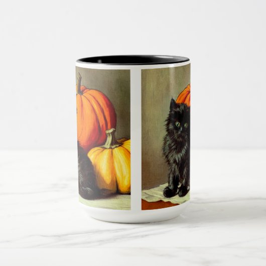  Halloween zwarte kat en pompoenen Mok (Midden)