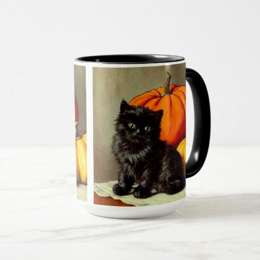  Halloween zwarte kat en pompoenen Mok (Voorkant rechts)