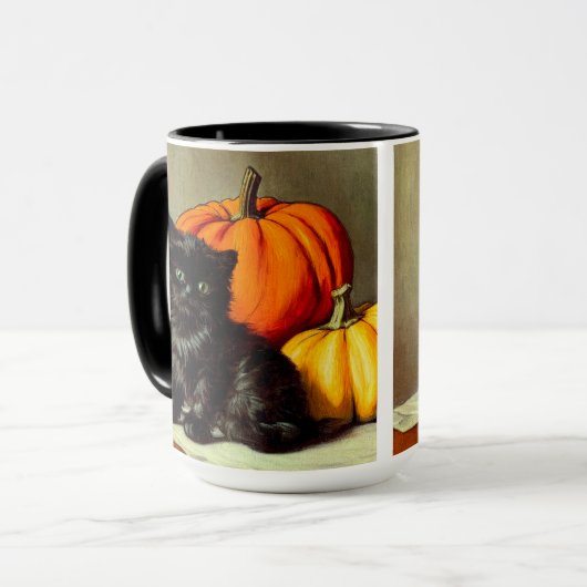  Halloween zwarte kat en pompoenen Mok (Voorkant links)