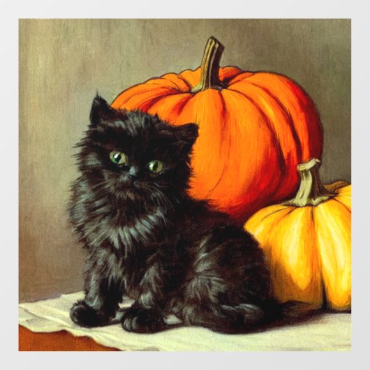  Halloween zwarte kat en pompoenen Raamsticker (Vel)