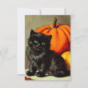 Halloween zwarte kat en pompoenen Save The Date