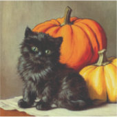  Halloween zwarte kat en pompoenen Sticker (Voorkant)