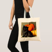  Halloween zwarte kat en pompoenen Tote Bag (Voorkant (product))