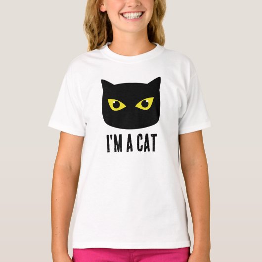 Halloween zwarte kat gele ogen Ik ben een kat T-shirt (Voorkant)