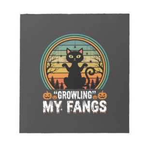 Halloween Zwarte Kat Grijnende Mijn Tanden Retro D Notitieblok