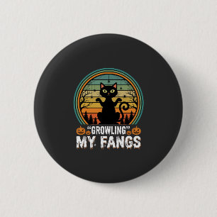Halloween Zwarte Kat Grijnst Mijn Tanden Retro Des Ronde Button 5,7 Cm