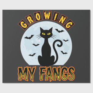 Halloween Zwarte Kat Groei Mijn Hoektanden Ontwerp Cadeaupapier