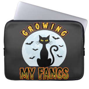 Halloween Zwarte Kat Groeiende Mijn Hoektanden Ont Laptop Sleeve
