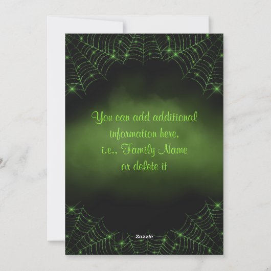 Halloween Zwarte Kat Groene Webben Feestdagenkaart (Achterkant)