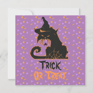 Halloween Zwarte Kat Heks Griezelige Spin Confetti Kaart