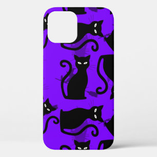halloween zwarte kat heks paars iPhone 12 hoesje