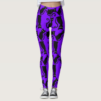 halloween zwarte kat heks paars leggings