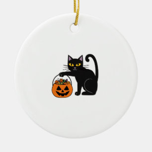 Halloween Zwarte Kat Jack O' Lantern Pompoen Zoete Keramisch Ornament