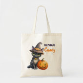 Halloween zwarte kat jack op lantaarn aangepast tote bag (Voorkant)