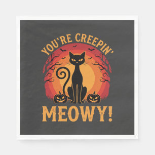 Halloween Zwarte Kat Je Bent Creepy Meowy Design Servet