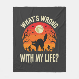 Halloween Zwarte Kat Kerkhof Horror Grafisch Fleece Deken