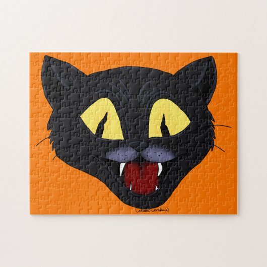 Halloween Zwarte Kat Legpuzzel (Horizontaal)