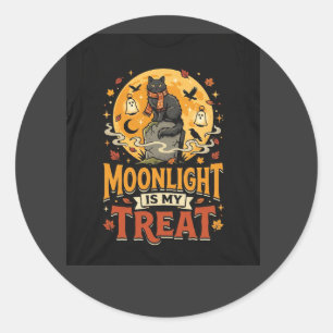 Halloween Zwarte Kat Maan Magie Ronde Sticker