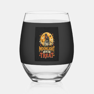Halloween Zwarte Kat Maan Magie Wijnglas Zonder Voet