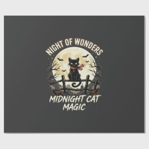 Halloween Zwarte Kat Maanlicht Cadeaupapier