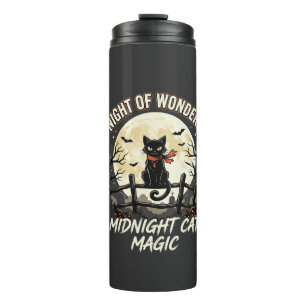 Halloween Zwarte Kat Maanlicht Thermosbeker