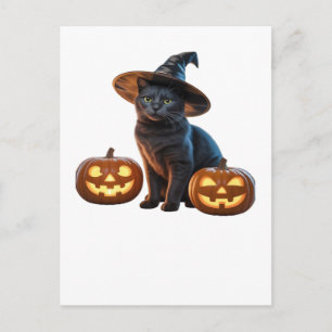 Halloween Zwarte Kat Magie Klassiek T-Shirt Briefkaart