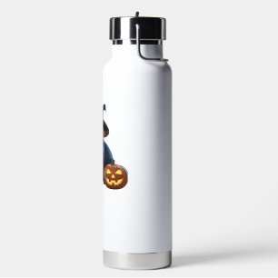 Halloween Zwarte Kat Magie Klassiek T-Shirt Waterfles