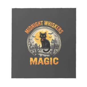 Halloween Zwarte Kat Maneschijn Magie Notitieblok