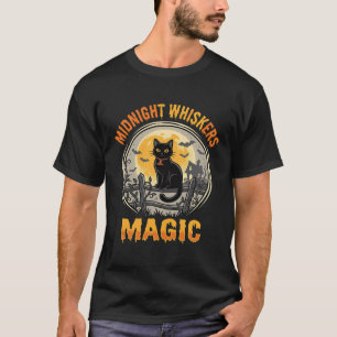 Halloween Zwarte Kat Maneschijn Magie T-shirt